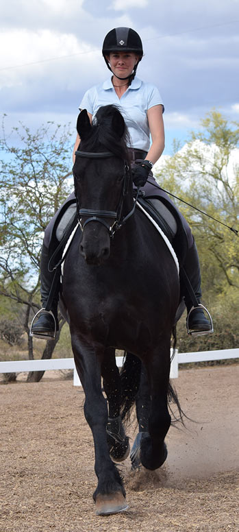 Emily riding black horse